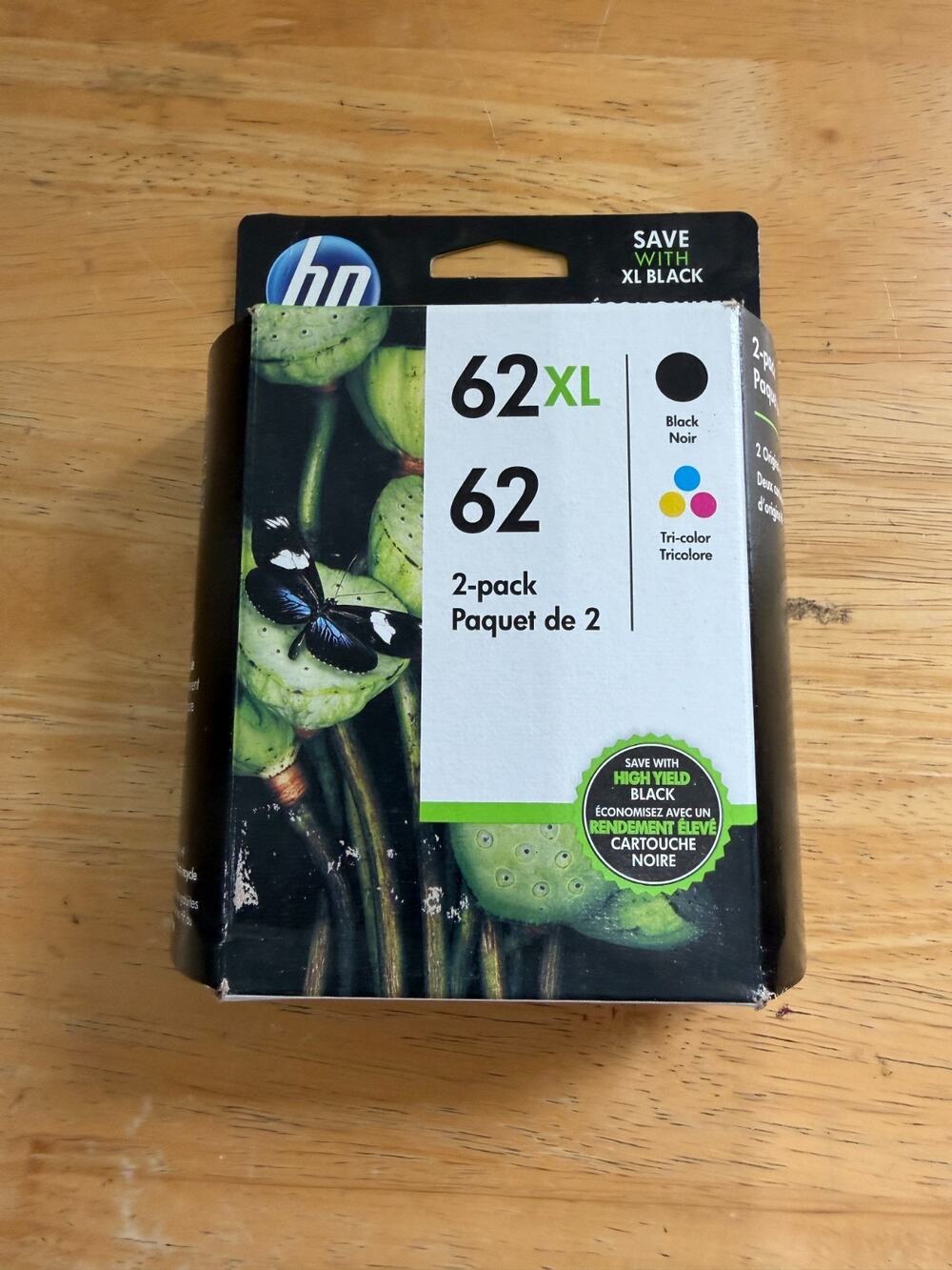 Genuine HP 62 XL BLACK & 62 Standard Tri-Color Ink 2 PACK (Exp. 01/2021)